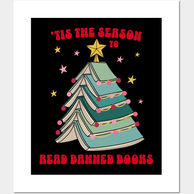 Tis the Season to Read Banned Books LGBTQ Pride Christmas Tree Wall Art by PUFFYP